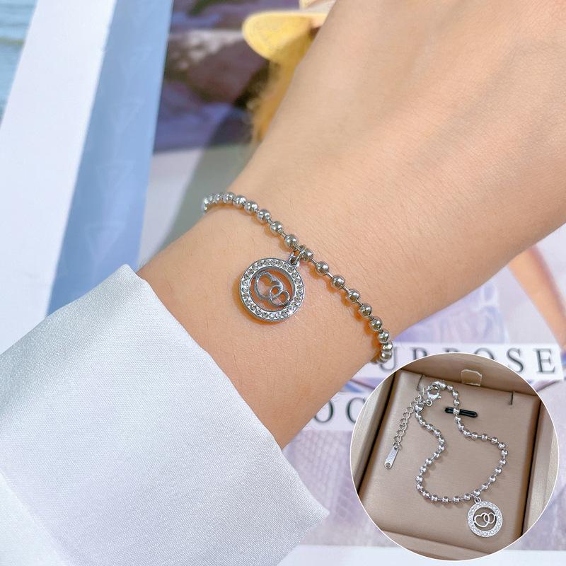 Dongmen Personalisierter Runder Perlen Doppelring Liebesarmband Damen Retro Freundin Geburtstagsgeschenk