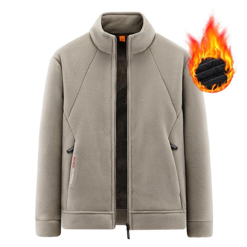 Medium men's fleece jacket jacket autumn new middle-aged and elderly versatile breathable lapel jacket men's clothing