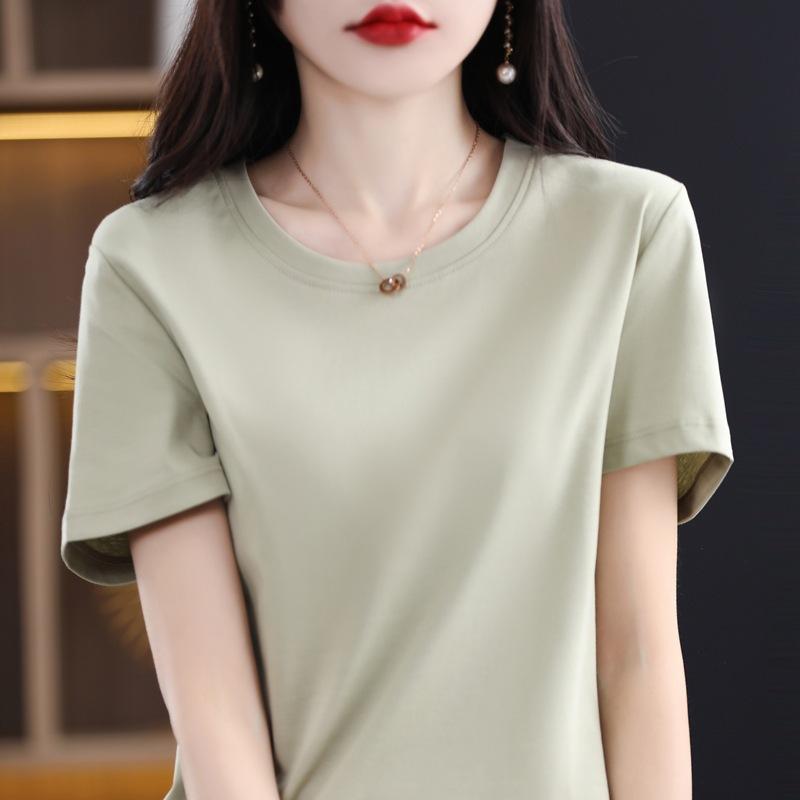 YYFS Damenmode, lässig, Sommer, Frühling, einfarbig, bedruckt, kurzärmelig, O-Ausschnitt, Blusen und Hemden