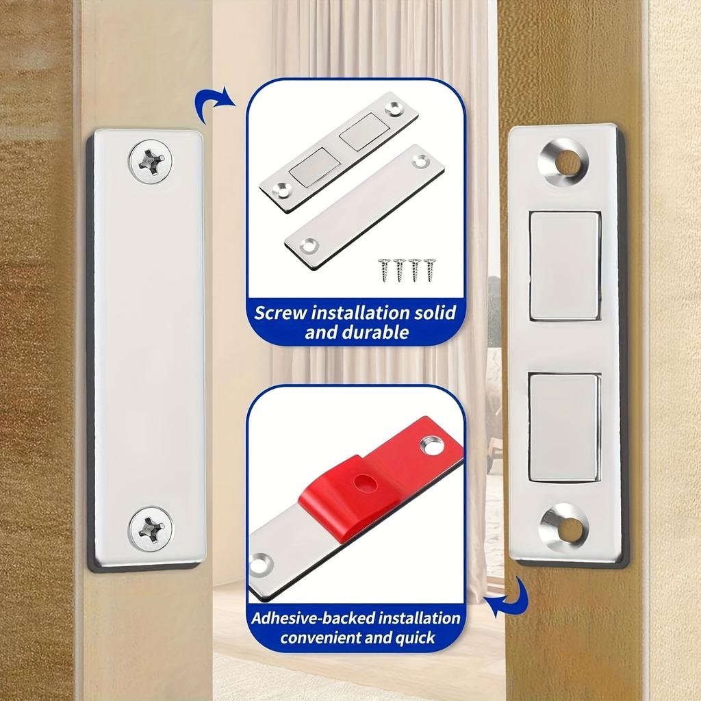 Ferromagnetic Door Adsorption Strips,No-Drilling Invisible Magnets for Sliding Wardrobe Doors, Strong Magnetic Patches for Home