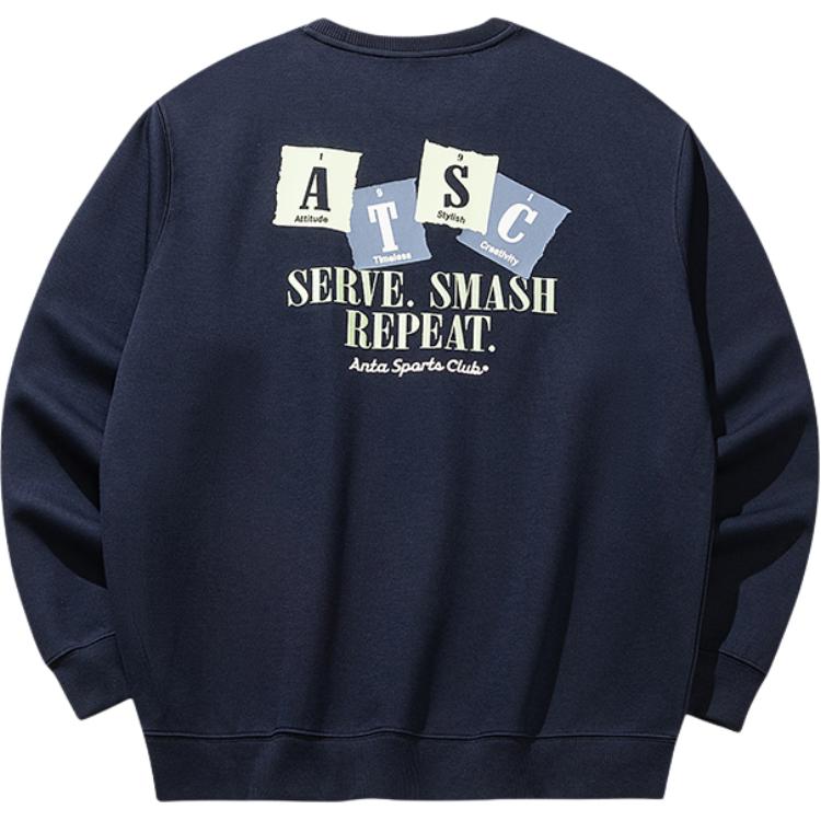 Anta Life Collection Sweatshirts Men's Indigo Blue Crew Neck Moderate