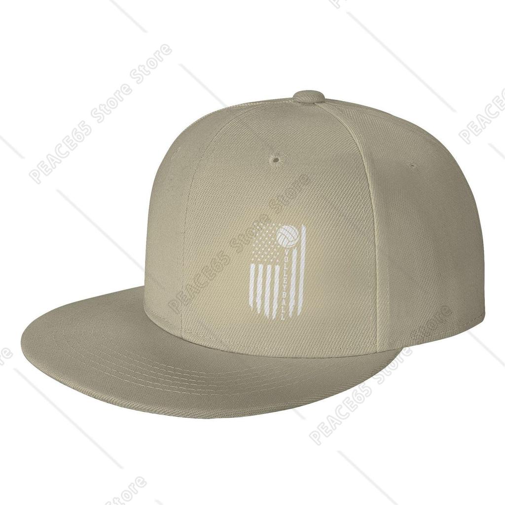 USA Flag Volleyballs Hat Adjustable Snapback Flat Bill Hats Funny Baseball Cap Unisex Women White