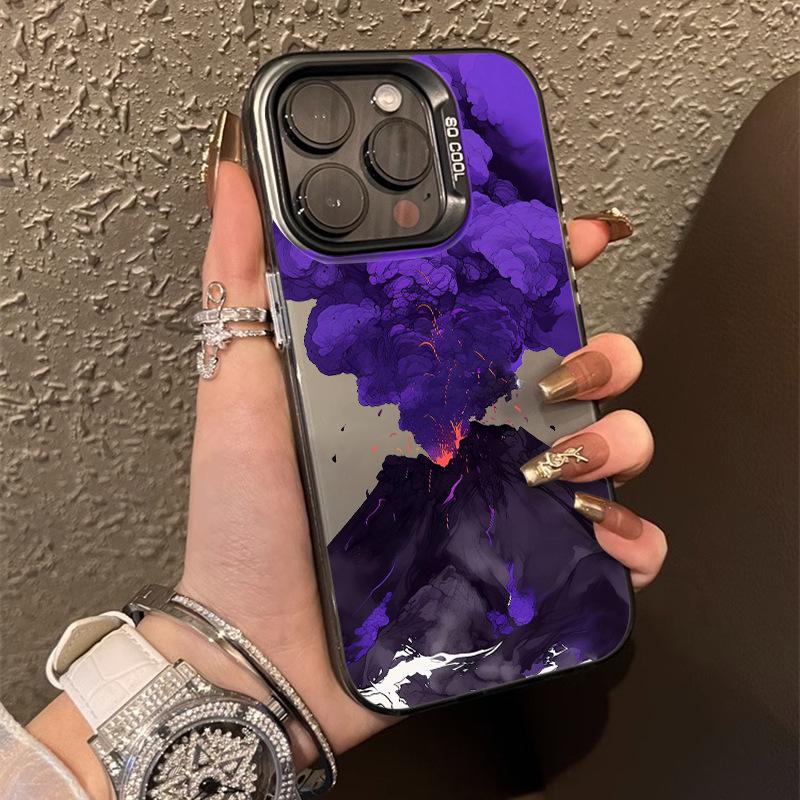 

Purple Flame Silver Crossbody Case for Apple iPhone 16e - Compatible with 14, 17, 15 Pro Max, 13 iPhone 14 Pro / 6.1