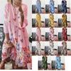 Large Size Women's Autumn Digital Printed Round Neck Long Sleeved Dress