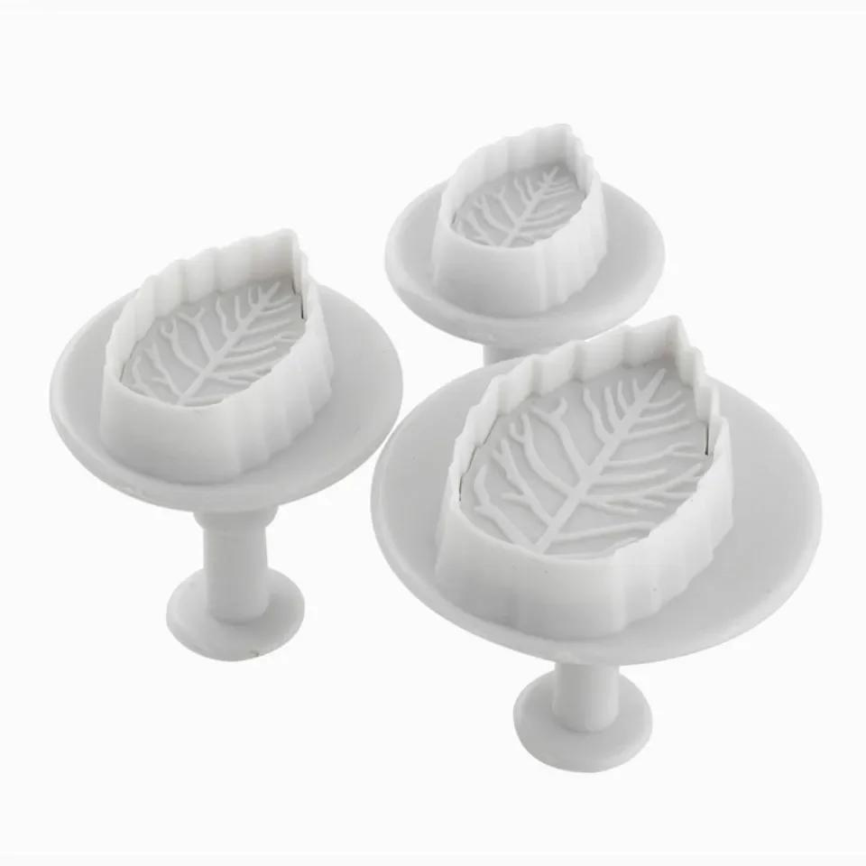 3pcs/set Rose Leaf Cookies Mold DIY Cake Cookie Molds Stamp Leaves Shape Plastic Bakeware Cutter DIY Kitchen Fondant Tools