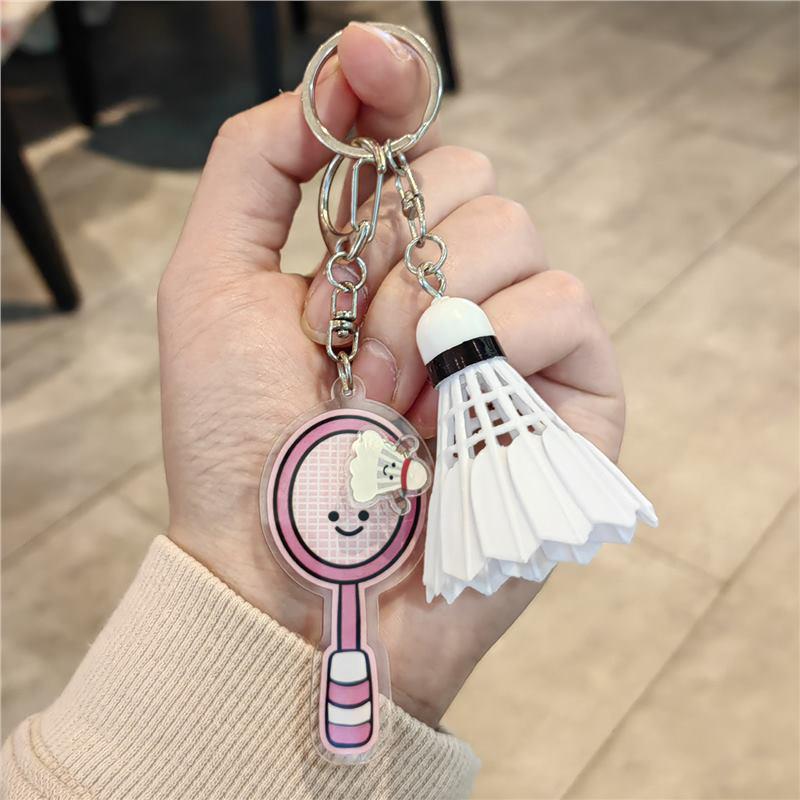Rotating Badminton Racket Keychain: Cute Woven Pendant & Hand Rope Ornament - Perfect New Year Gift