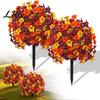 Natural Looking Fake Greenery Artificial Fall Flowers for Outdoors, Autumn Topiary Ball, UV Resistant Faux Mums with Ground Vivid Floral Decor Indoor