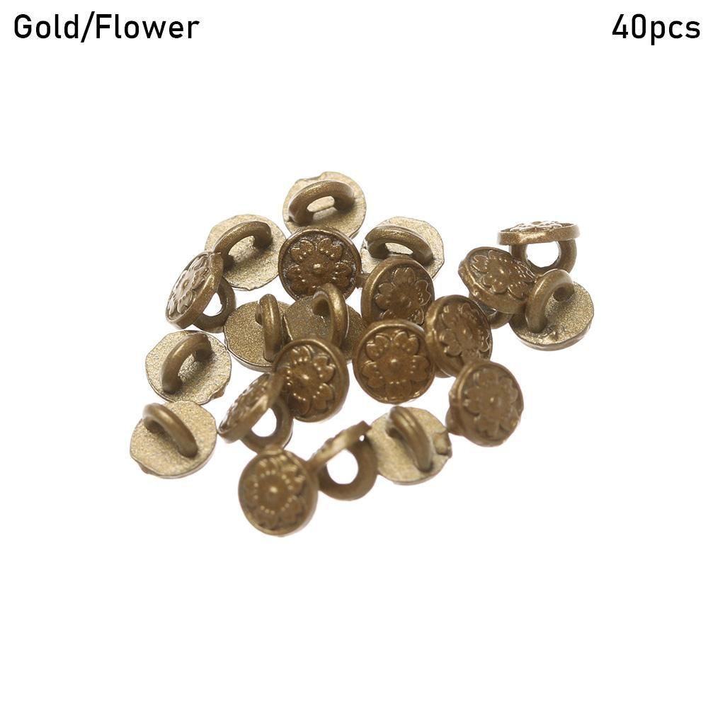 

Украшения Dollhoues Миниатюрные мини-пуговицы Металлические пряжки Одежда Швейная пряжка DIY Кукольная одежда Gold-Flower-40pcs