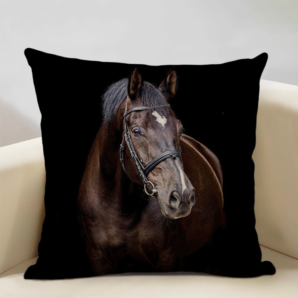 Funda de Cojín Animal Caballo Hermoso Patrón de Caballo Funda de Almohada para Sofá Decoración Artística para Sala de Estar en Casa Funda de Cojín 45x45cm Lino