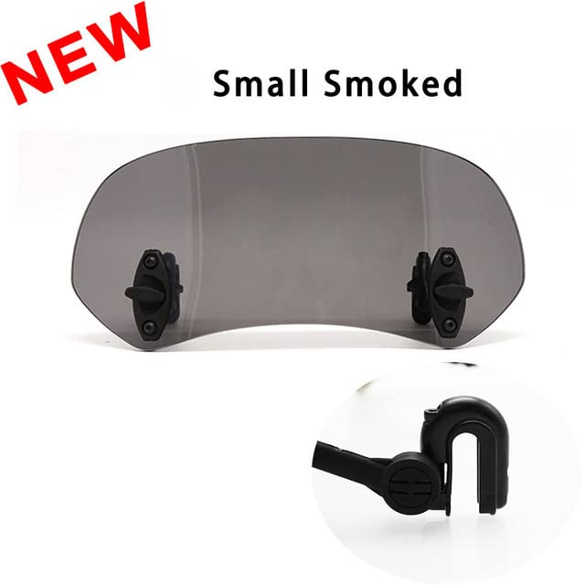 ZSADZS Universal Motorcycle Rise Adjustable Windscreen Extension Windshield Spoiler Air Deflector (Small Smoke)
