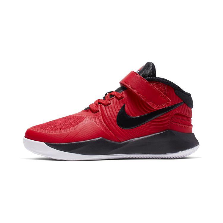 Nike Team Hustle D 9 FlyEase Non-Slip Durable Mid-Top Basketball Shoes Kids Sneakers Red Black BV2951-600