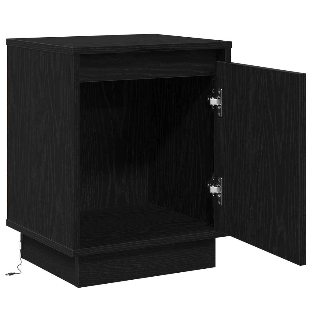 Nightstand Black Oak Effect 39 x 34.5 x 50 cm Engineered Wood