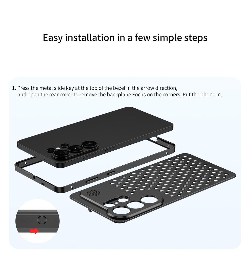 Metal Heat Dissipation Aromatherapy Phone Case for Samsung S26 Ultra/S25U - Anti-Drop Full Coverage with Buckle.