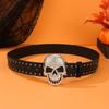 Fashion Rivet Studded Belt for Pants Jeans Rhinestone Studded Skull Buckle Belt Women Men Wasitband Formal Casual Belts