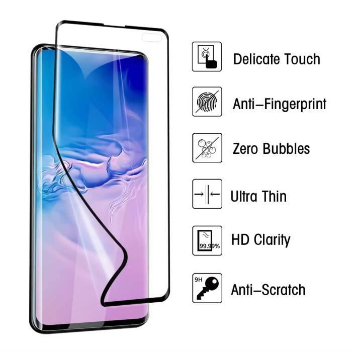 Film Protecteur - Phonillico® - Samsung Galaxy S10 PLUS - Plastique - Résistant aux rayures - Noir
