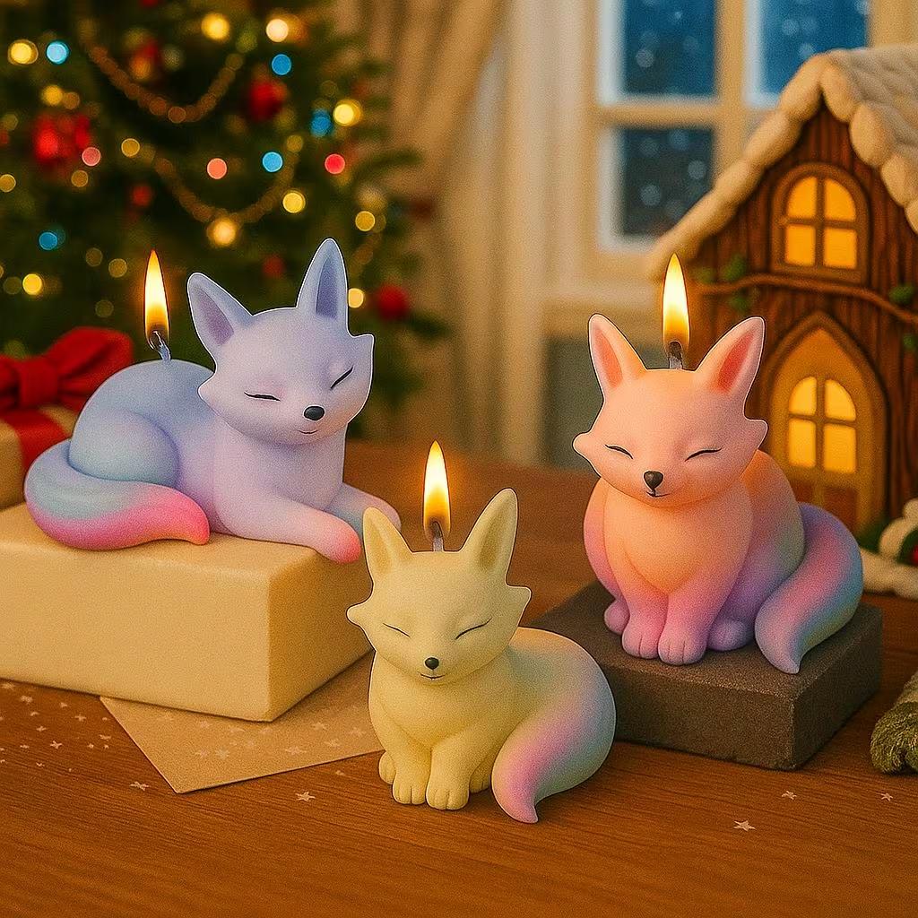 3D Fox Candle Making Kit-DIY Cartoon-Style Mold for Scented Candles&Resin Crafts,Home Desk Decoration,Candle Making Supplies