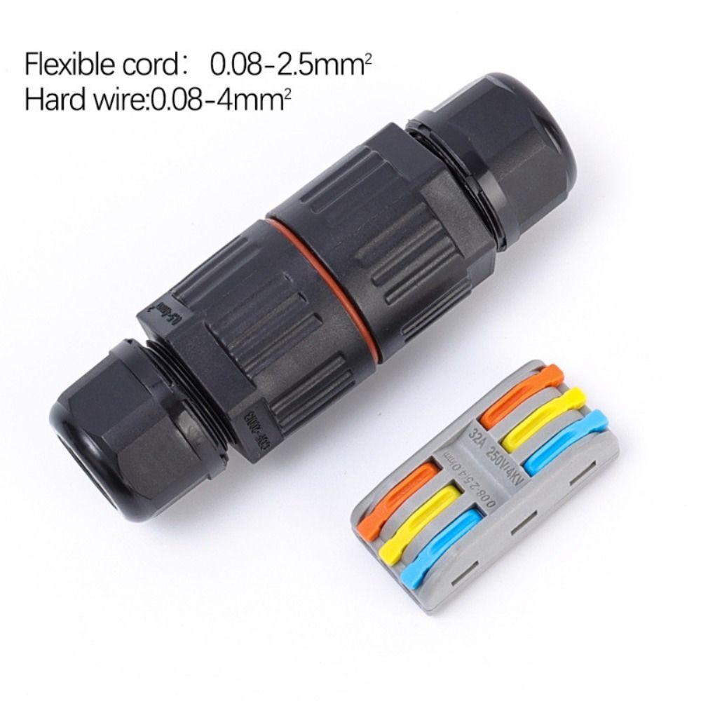 Straight Quick Push In Waterproof Cable Connector 2/3 Pin Junction Adapter  Cable