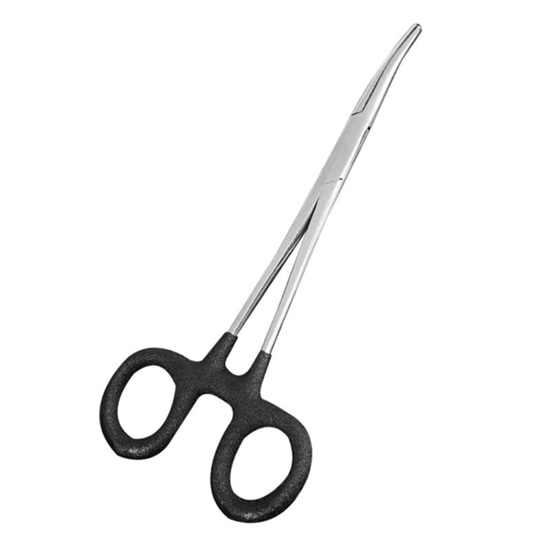 Stainless Steels Fly Fishing Hook Remover Tackle Curved Tip Clamps Fishing Plier Locking Clamps Forceps Fishing Plier