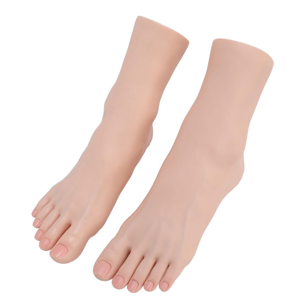 Silicone Foot Model Soft Touch Flexible Joint Positioning Realistic Mannequin Foot for Nail Art Jewe