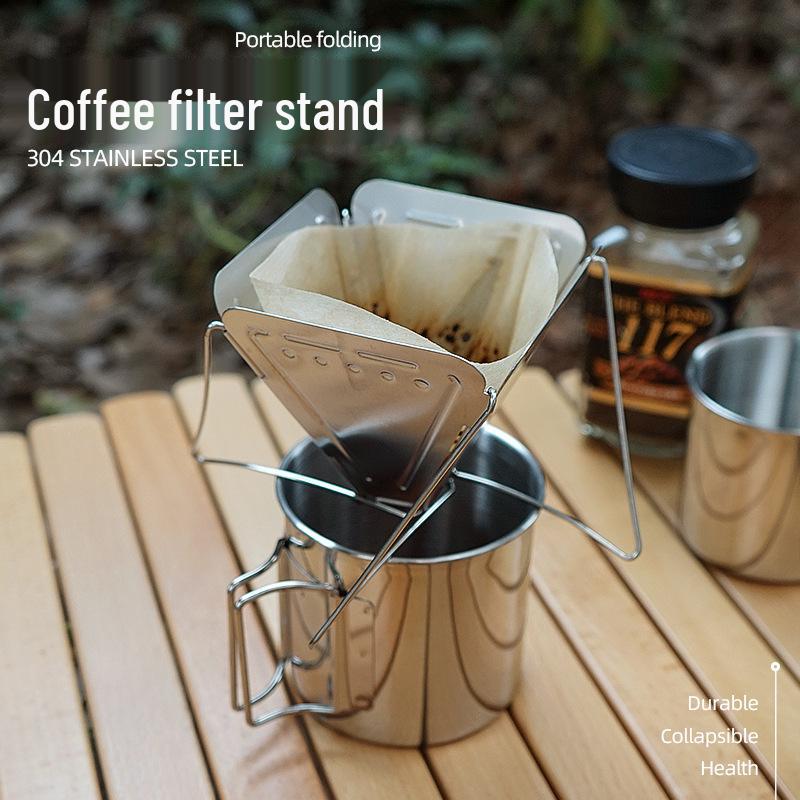 Portable Stainless Steel Coffee Dripper Stand for Outdoor Camping