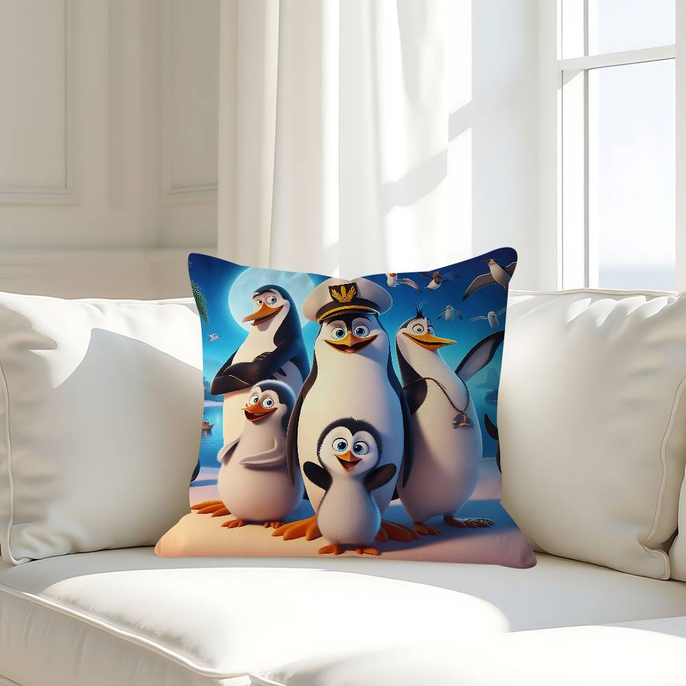 Cute P-Penguins Of M-Madagascar Personalized Pillow Cover Kids Bedroom Wild Party Decor Pillowcase Kid Birthday Shower Gift