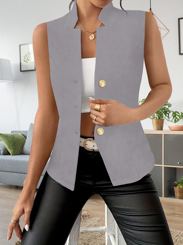 

Летний Новый Модный Повседневный Жилет-Костюм на Трех Пуговицах Однотонный Приталенный Без Рукавов L