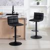 Set of Two Modern Faux Leather Bar Stools - Black