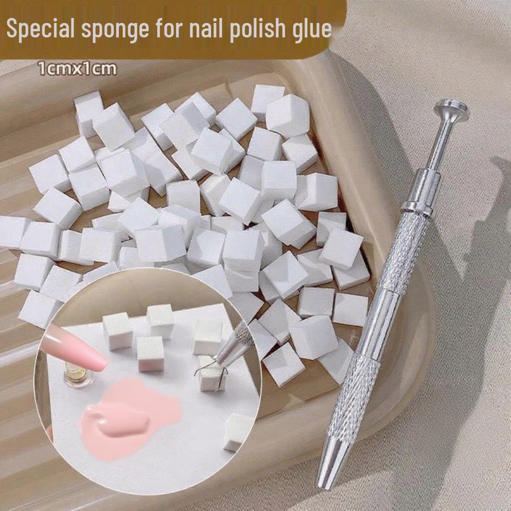 Nail Art Gradient Sponge Block: 1cm Mini Square with Ombre Blush Patting and Dedicated Pen.