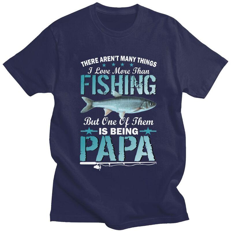 Custom Male Fishing Papa T Shirt Short Sleeves Cotton Tshirt Tshirt Casual Dad Fathers Gift Tees Slim Fit Clothing