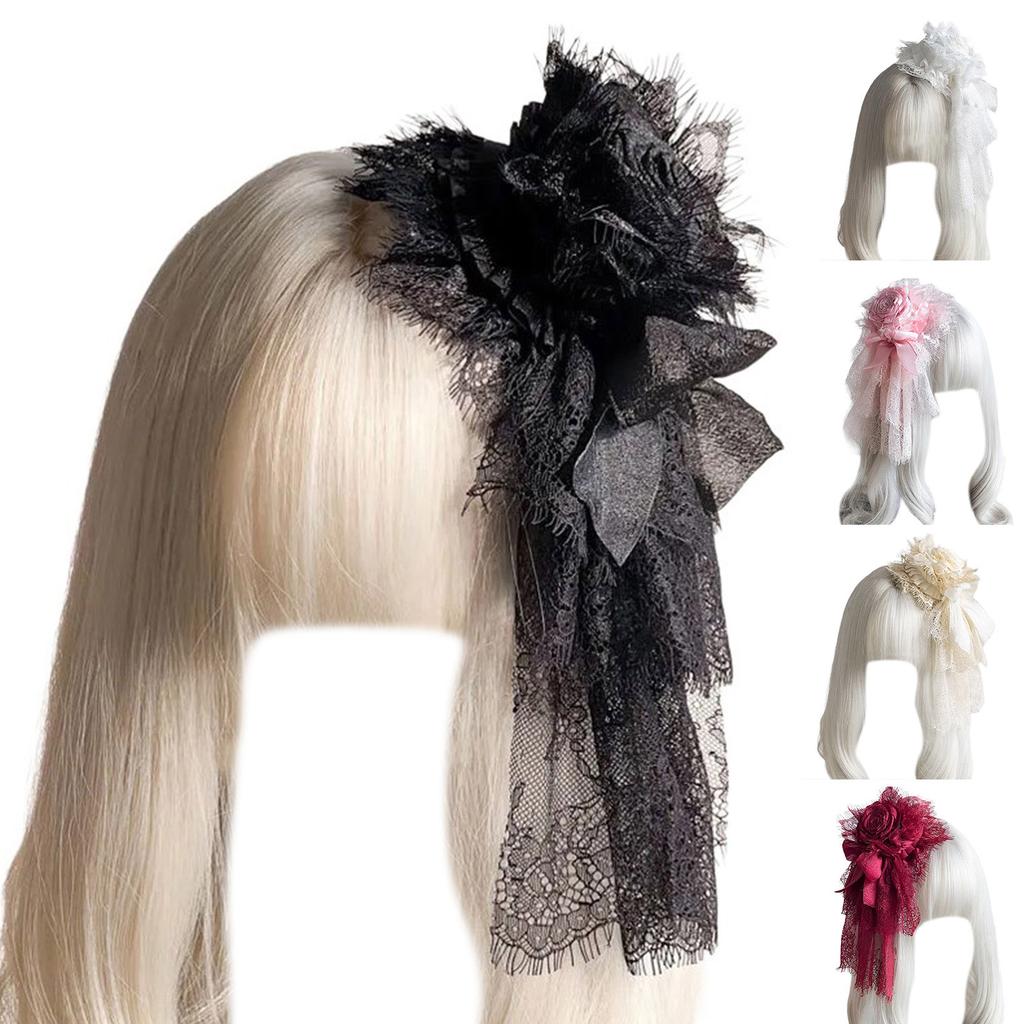 Anime Style Hat Hair Clip for Female Lace Flower Hat Hairpin Unisex Costume Hat Fascinator Hat Halloween Party Supply