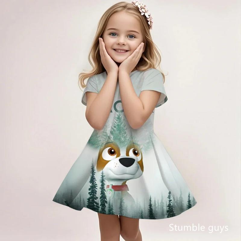 Girls Paw Patrol Loose Dress Summer Casual Beach Sundress Cute Cartoon