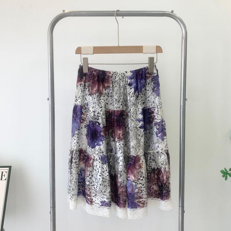 

Burnt out% Silk New Arrival Pretty Skirt Double Layer Spring and Summer Floral Skirt Mulberry Silk Large Swing Skirt Light and Opaque White 2 All yards