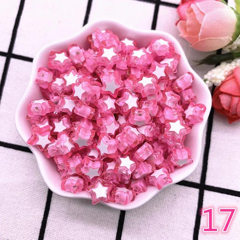 50pcs Five-pointed Star Acrylic Beads Loose Spacer Beads for Jewelry Making DIY Bracelet Accessories