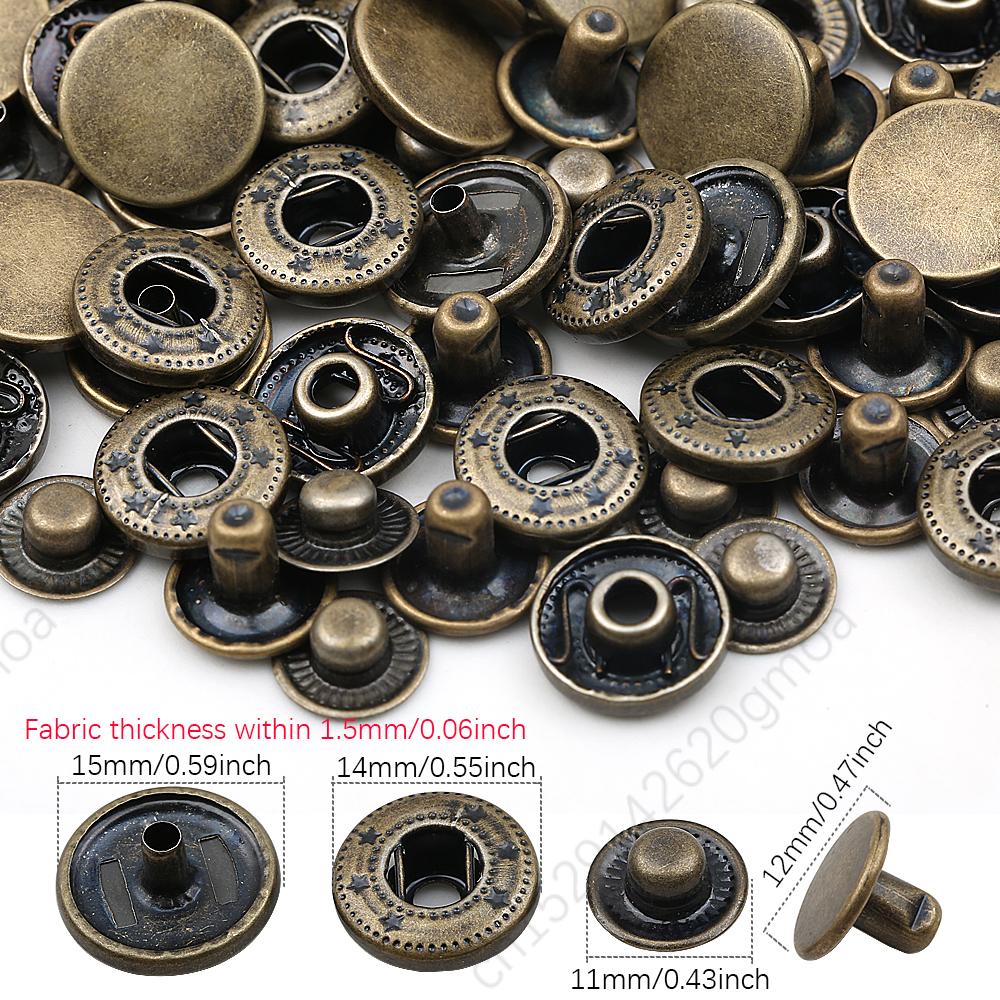 20Sets/Pack 10-15Mm Metal Snap Buttons Sewing Accessories Botones Snaps Button For Clothing Bags Leather Pressure Snap Fasteners