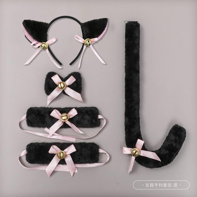 Handmade Cat Ear Headband Set With Paw Gloves Tail Kids Costume Party Animal Role Play