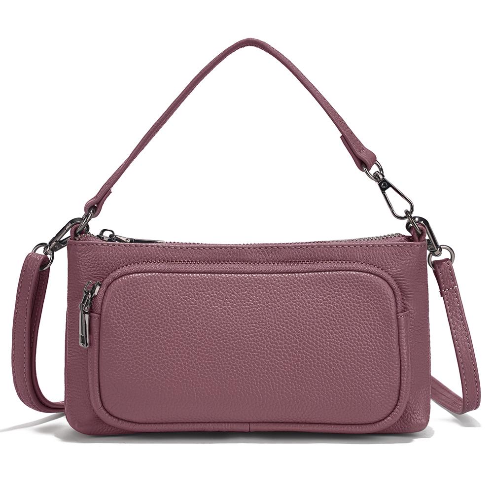 Zency Women's Minimalistic Shoulder Bag Crossbody Multi-pockets Leather Handbag