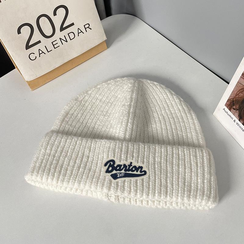 Woolen Hat Autumn and Winter New Style Label Letter Pullover Hat Men's Outdoor Warm Cold Hat Cold Protection Ear Protection Knitted Hat