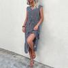 Women's V Neck Holiday Print Short Sleeve Lace Up A Line Chic Dress