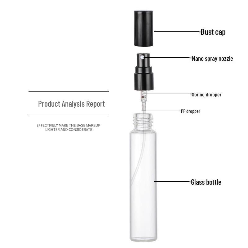 10ml Portable Glass Perfume Spray Bottle - Transparent Refillable Floral Water Bottle