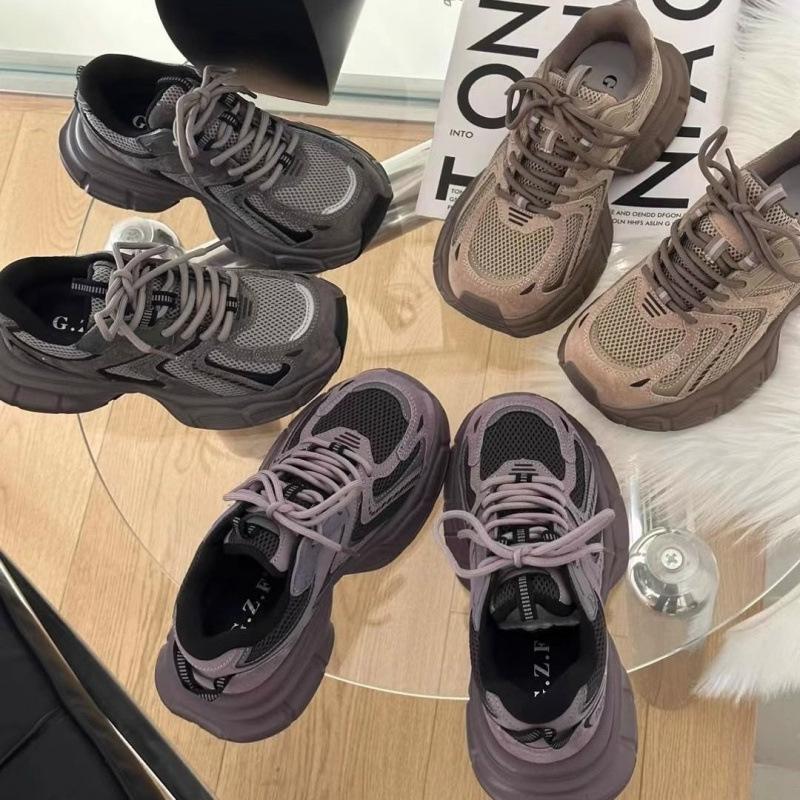 Fashion platform dad shoes women 2025 autumn new versatile retro lightweight casual running shoes Korean version of sports shoes