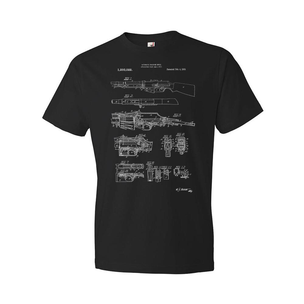 Automatic Rifle Patent Shirt Military Gifts WW2 Shirt Rifle Blueprint Fun Shirts S
