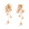 Fashion Design Imitation Pearl Fringed Stud Earrings, Sweet And Cool Temperament Metal Beaded Earrings For Women