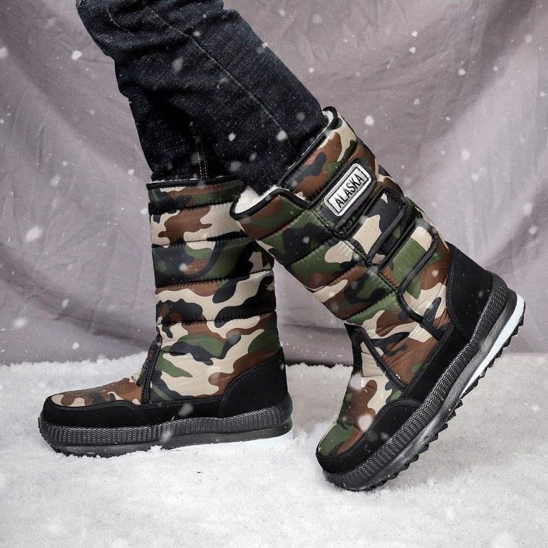 Men's Thick Winter Snow Boots, Non-slip Waterproof with Thick Sole, Plus Size Available.