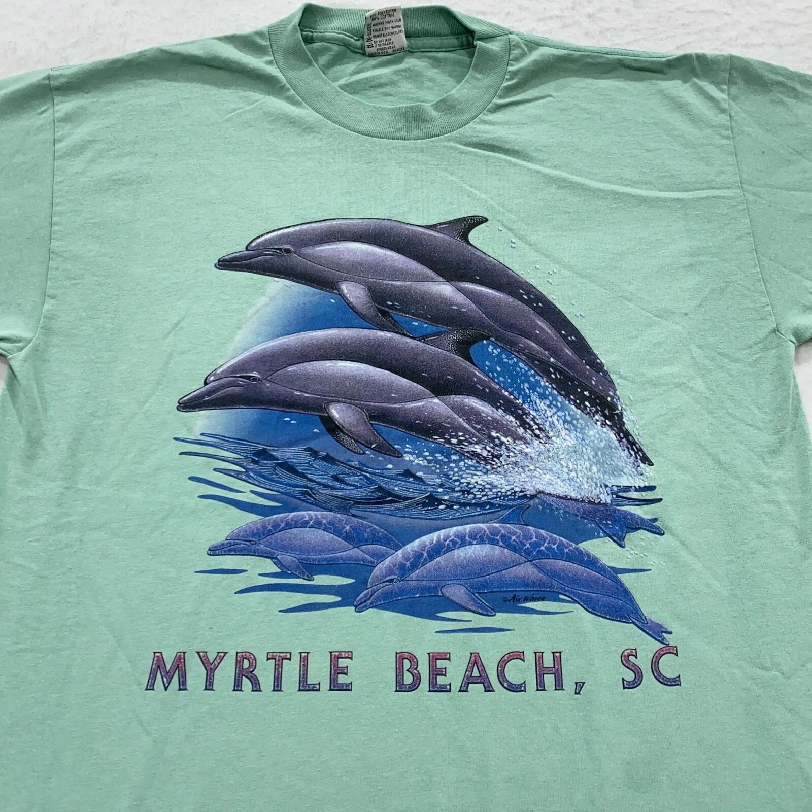 винтажная футболка 90-х DOLPHIN MYRTLE BEACH SOUTH CAROLINA РАЗМЕР MEDIUM/LARGE природа серфинг 3XL