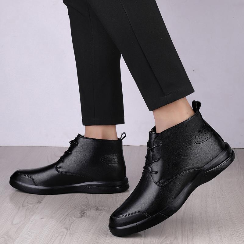 Famous Luxury Ankle Boots High Quality Mens Shoes Genuine Leather Casual Shoes Men Cow Leather Dress Warm Winter Boots for Men