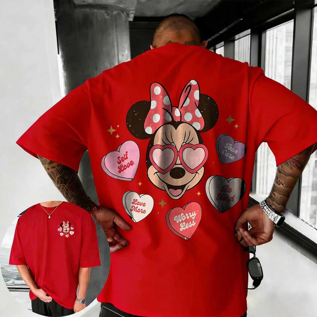 Summer 2026 Disney Cute Mickey Mouse Print Tshirt 100 Pure Cotton Shortsleeved Casual Loose Breathable Top Unisex