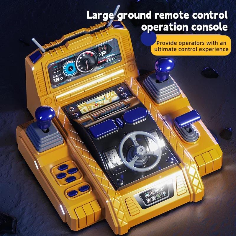 Large Alloy RC Excavator Remote Control Construction Vehicle with Operation Console, LED Light, 680° Rotation, Digger Truck Toy