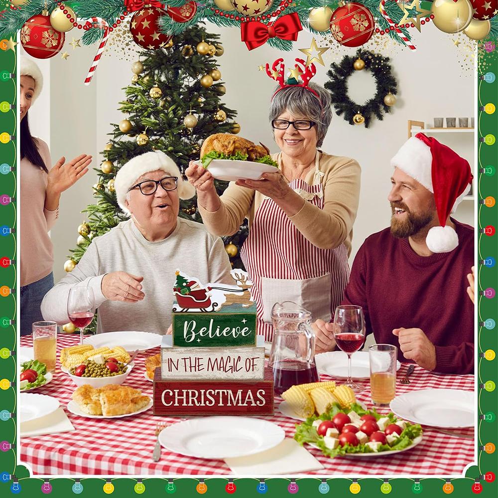 1 Set Weihnachts-Tischdekoration Holz Santa Claus Deko für Zuhause Küchendeko