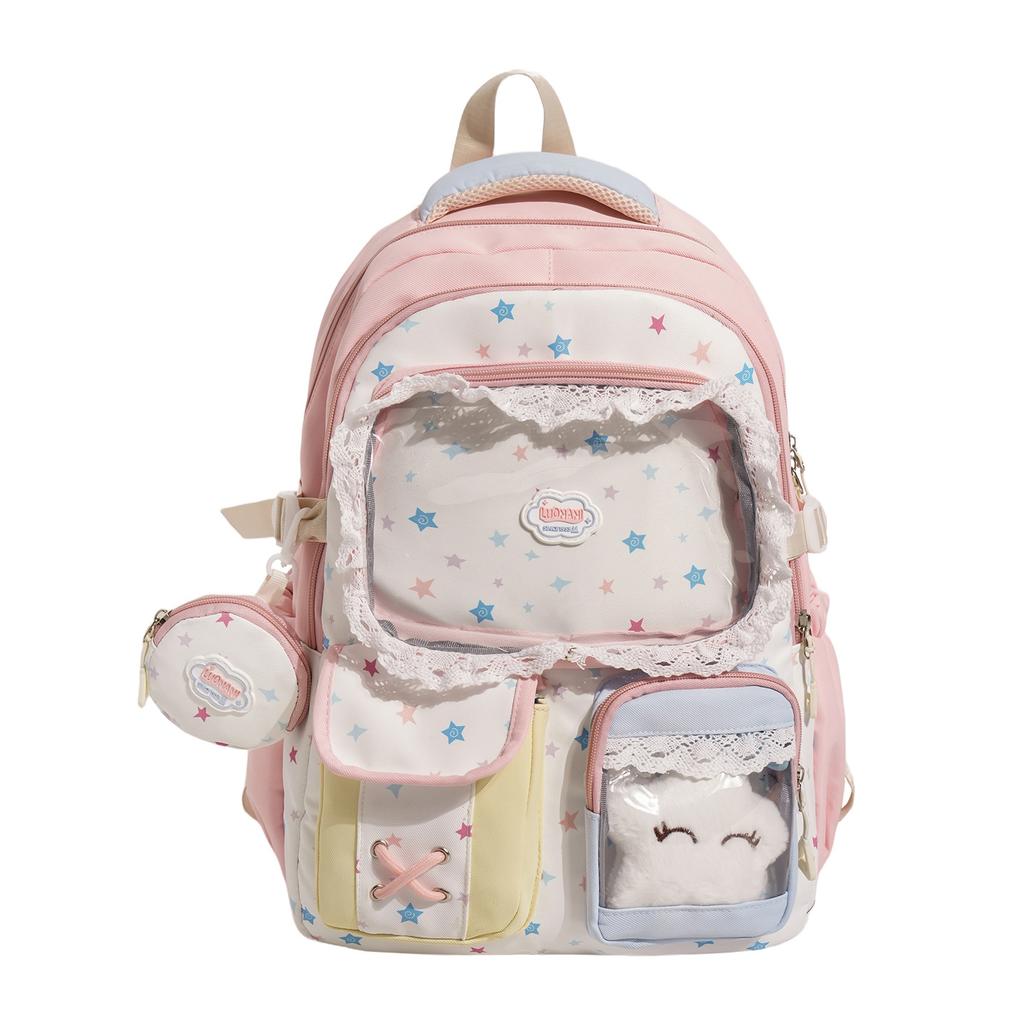 Schoolbag Korean sweet wind schoolbag female with pain layer primary school 1-1 grade junior high school student backpack girl high value backpack