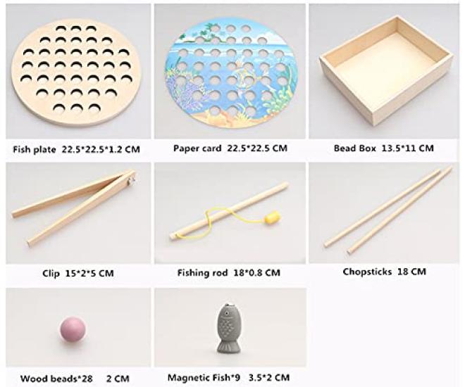 Magnetic Fish, Multifunctional Learning Game Toy for Kids, Montessori Fishing Early Educational Toy with Clip Magnetic Beads